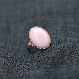 Girbes Joyas Sortija de plata bañada en oro con ópalo rosa