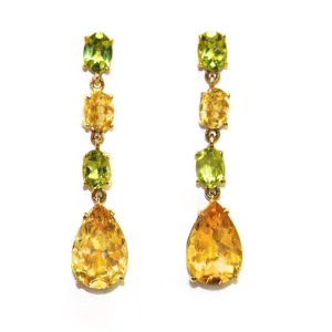 Pendientes Oro 18kts con Citrinos y Peridotos