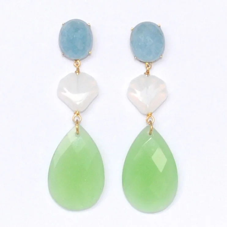 *Pendientes Plata chapada en tonos verdes - Imagen 2