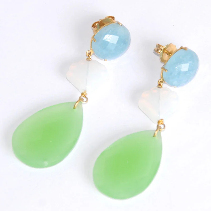 *Pendientes Plata chapada en tonos verdes - Imagen 3