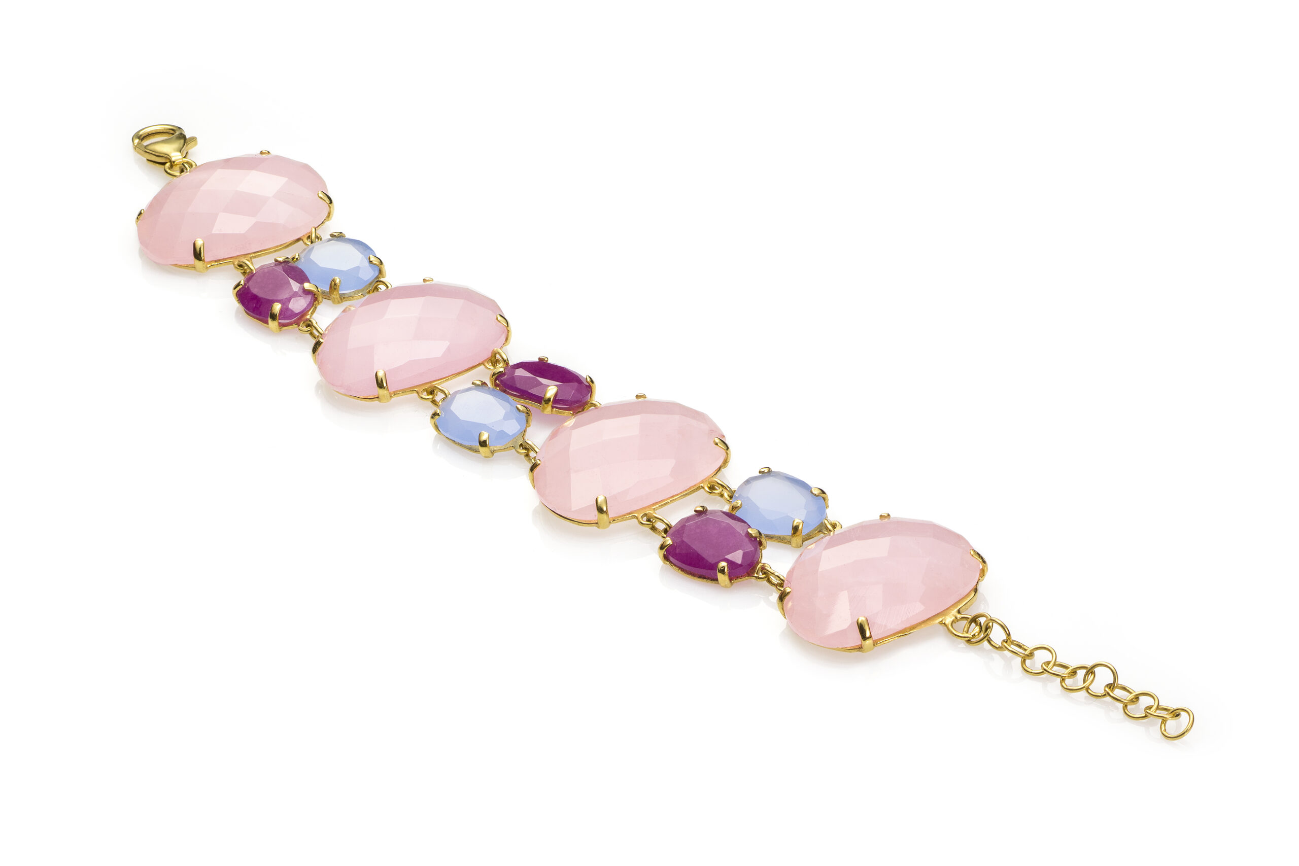 Pulsera Calcedonia y Cuarzo Rosa y Blanco – Mágica