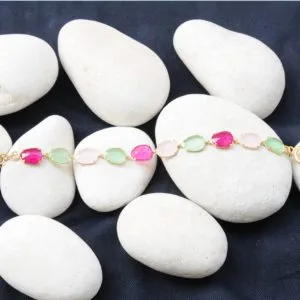 Pulsera Plata chapada con piedras Multicolor