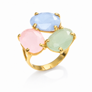 Anillo Plata chapada en Oro con piedras hidrotermales