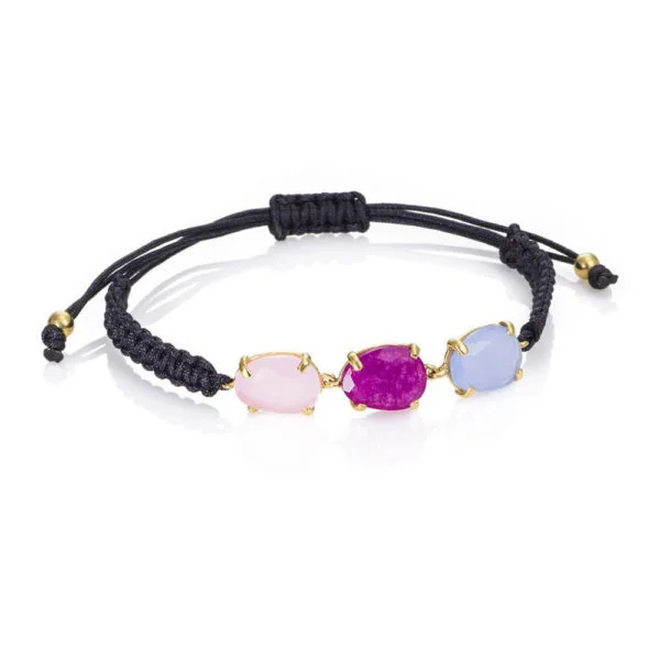 *Pulsera Plata chapada con Piedras de color