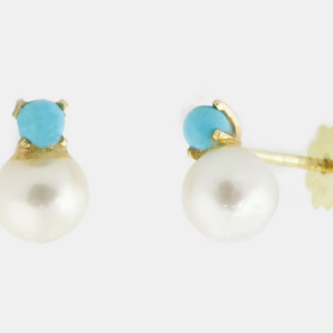 Pendientes Oro 18kts con Turquesa y perla cultivada