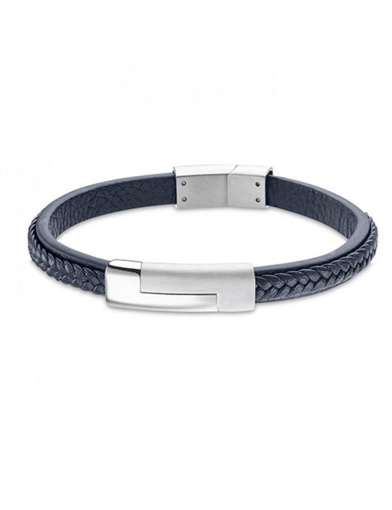 Bracciale da uomo in pietre tonde ossidiana nera e ematite