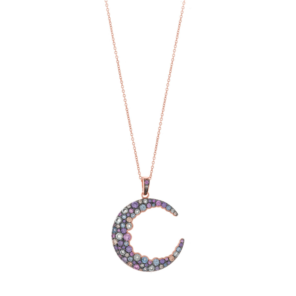 Colgante De Plata Lunas Con Circonitas