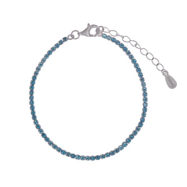 PULSERA PLATA RODIO RIVIERE CIRCONITAS AQUAMARINA