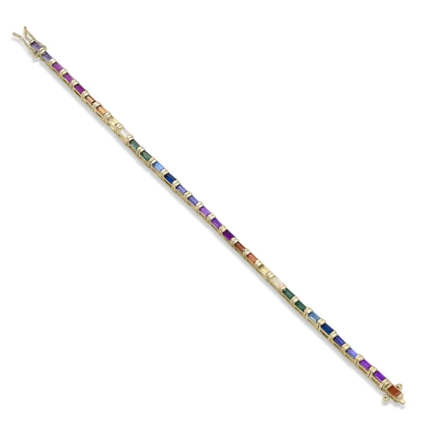 Pulsera fina de plata multicolor