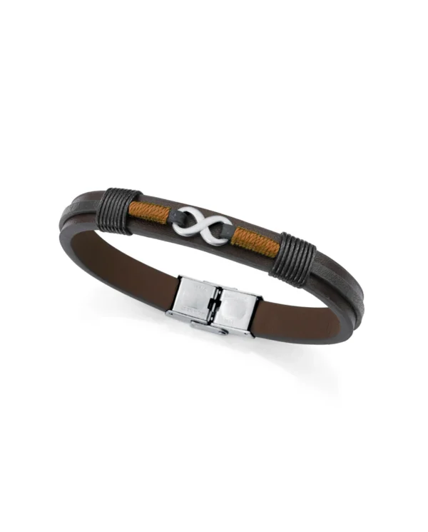 Pulsera Viceroy de hombre de acero y piel marrón y negra  75380P01011
