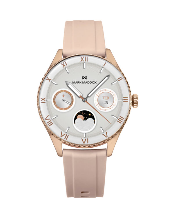 Reloj Smart de metal Ip rosa con correa silicona rosa MS2001-70