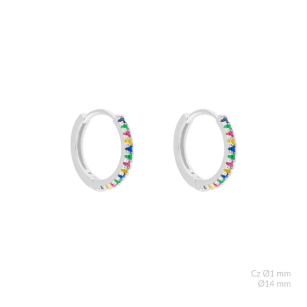 Aros Plata con circonitas de colores