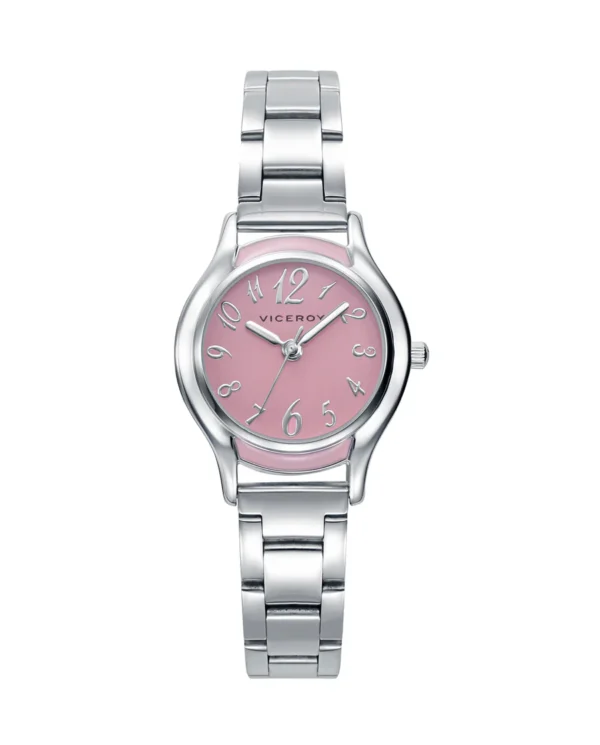 Reloj de niña Sweet con brazalete de acero y esfera rosa