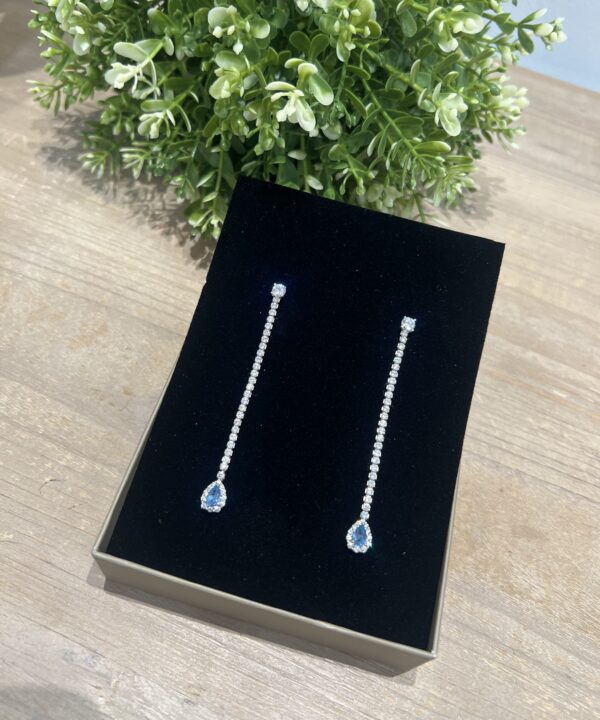 Pendientes Plata con circonitas y topacio azul