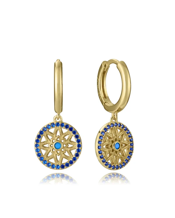 Pendientes de plata de primera ley con baño de oro y colgante estrella