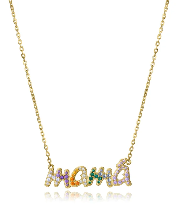 Collar de plata de primera ley con baño de oro "Mamá"