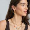 Pendientes de mujer de acero Ip dorado contorno gota - Imagen 3