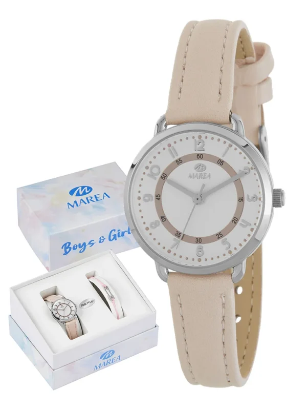 Pack Reloj para Niña comunión de acero Marea B41363/2