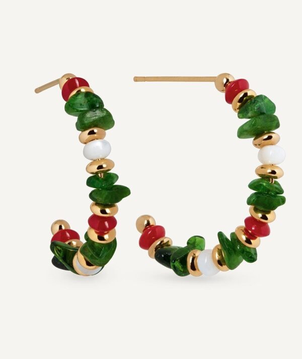 Pendientes medialuna con piedras naturales combinadas Salada multicolor