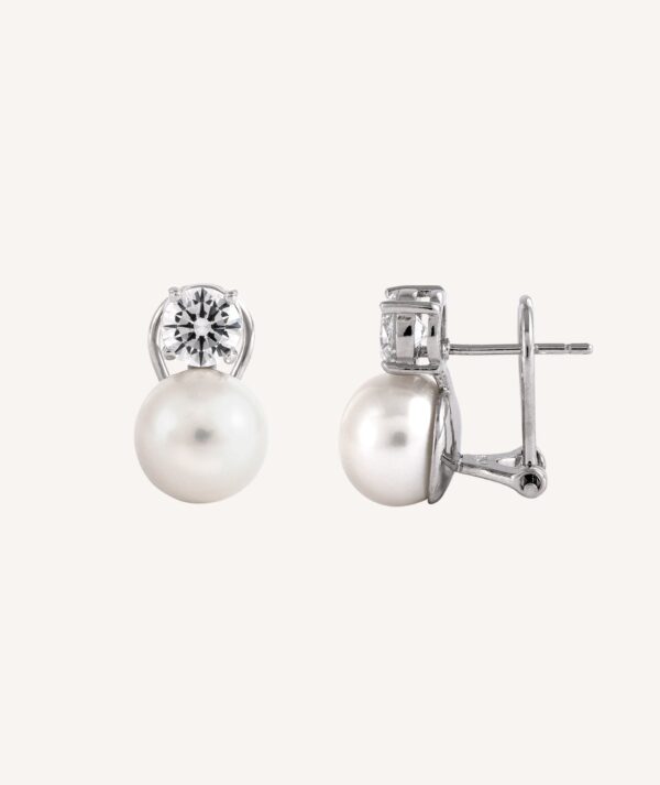 Pendientes plata "Tú y Yo" con perla y circonita