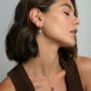 Collar de plata de primera ley con baño de oro, aro con esmalte y piedras colgantes naturales - Imagen 3