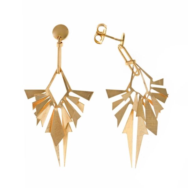 Pendientes de plata baño de oro rombos diamantados