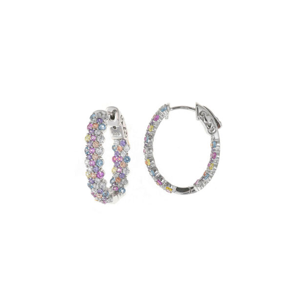 Pendientes plata aro circonitas multicolor