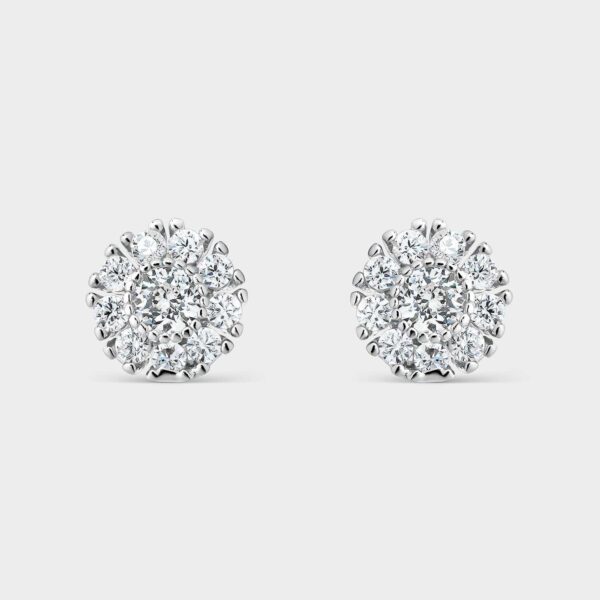 Pendientes flor de plata y circonitas