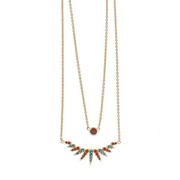 Collar de Plata con baño de Oro y piedras de colores