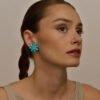 Pendientes Plata chapada en Oro Margaritas Azules - Imagen 4