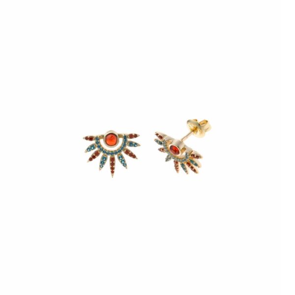 Pendientes Salvatore Pinchos Plata Baño Oro y Circonitas Paraiba y Rojas 195A0176