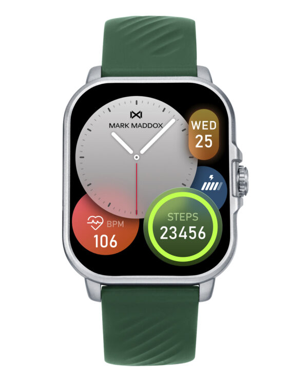 Reloj Smart de policarbonato con correa de silicona verde