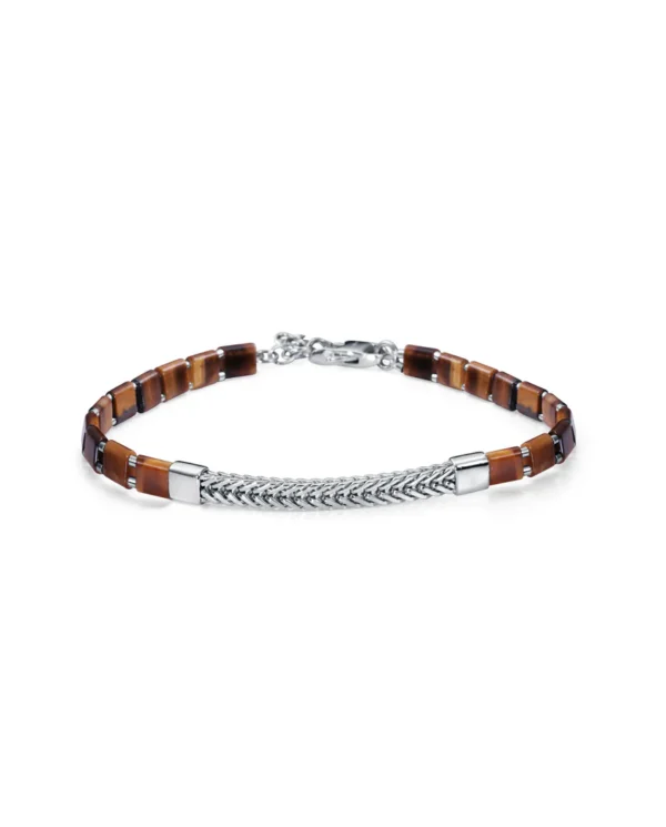 Pulsera de plata de primera ley con baño de rodio y piedras naturales