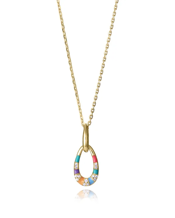 Collar de plata de primera ley con baño de oro y colgante con circonitas