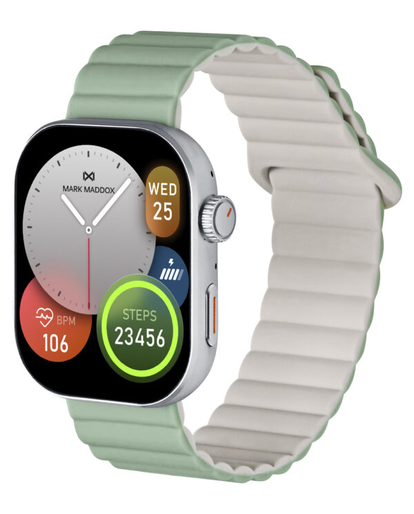 Reloj Smart caja de metal con correa de silicona verde