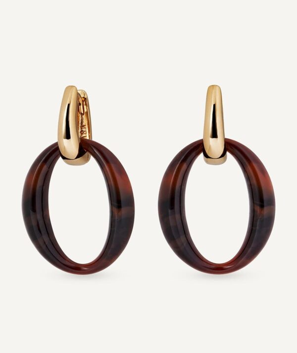 Pendientes de aro con oval Coffee con Acetato y Resina Marrón
