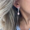 Pendientes Oro 18kts con Circonitas y cuarzo rosa - Imagen 2