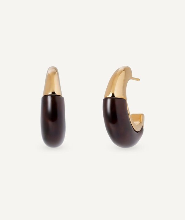 Pendientes semiluna Coffee con Acetato y Resina marrón