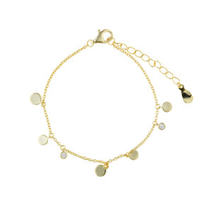 PULSERA PLATA CHAPADO DORADO CHAPITAS Y CIRCONITAS