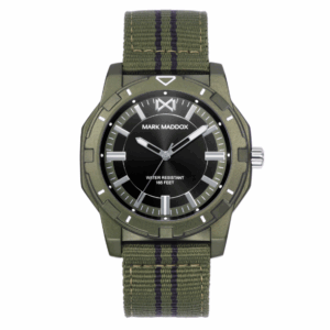 Reloj Hombre Mission, caja de aluminio y correa de nylon verde