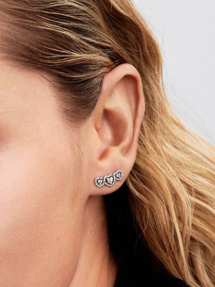 PANDORA Pendientes de Botón Triple Halo Corazón 294411C01 - Imagen 2