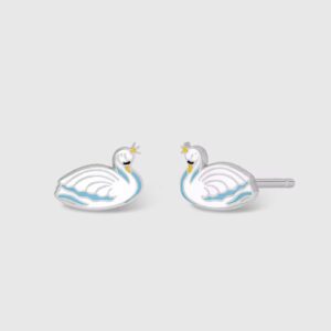 Pendientes de botón de niña D03601/BJ de plata rodiada