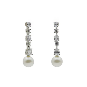 Pendientes Novia Plata con Circonitas y Perlas