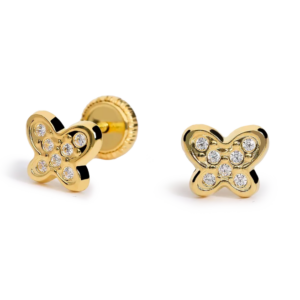Pendientes Oro 18kts Mariposa con circonitas