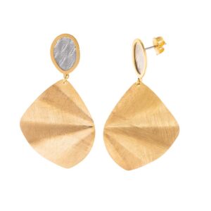 PENDIENTES PLATA CHAPADO DORADO OVALO INTERIOR RODIO OVALO IRREGULAR DIAMANTADO