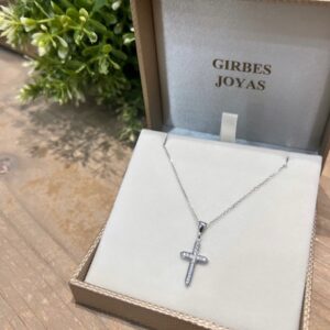 Cruz Oro Blanco 18kts con Circonitas