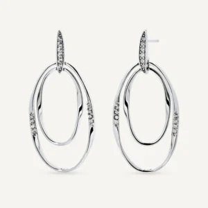 Pendientes largos óvales Flow con circonitas