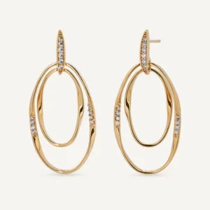 Pendientes largos óvales Flow con circonitas