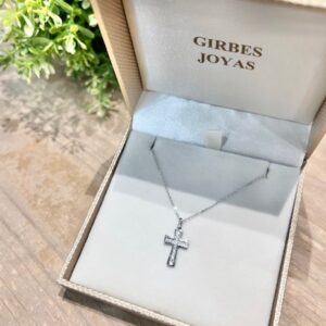 Cruz Oro Blanco 18kts con circonitas