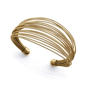 Pulsera de mujer de acero Ip dorado multiples cables